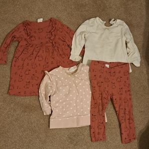 H&M bunny baby girl outfit set size 9m